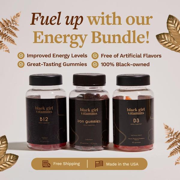 A square-format static ad featuring three Vitamin Girl bottles with benefit bullet points.